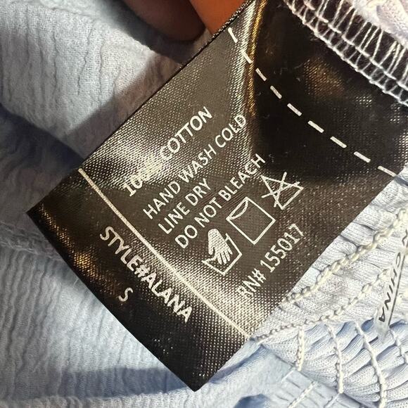 Baltic Born Alana Smocked Midi Dress Blue Off The Shoulder Puff Sz S - Picture 4 of 5